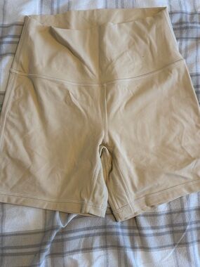 High-Waist Women's Beige Bike Shorts